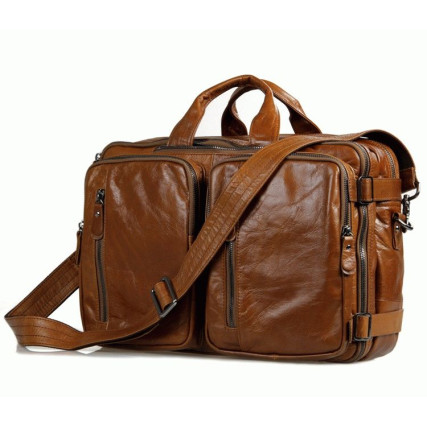Универсальный кожаный рюкзак-сумка 7014B Buffalo Bags светло-коричневый – Фото 8