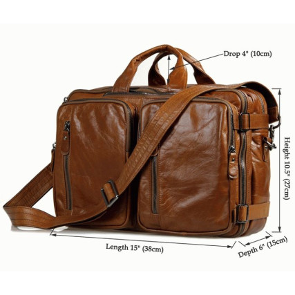 Универсальный кожаный рюкзак-сумка 7014B Buffalo Bags светло-коричневый – Фото 9