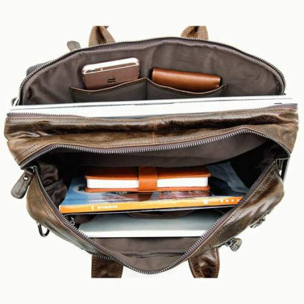 Универсальная мужская сумка-рюкзак 3в1 Buffalo Bags коричневая 7014C-1 – Фото 6
