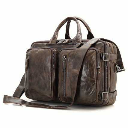 Универсальная мужская сумка-рюкзак 3в1 Buffalo Bags коричневая 7014C-1 – Фото 8