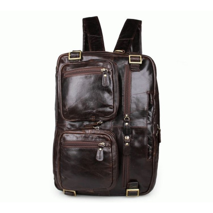 Мужская кожаная сумка-рюкзак 3в1 Buffalo Bags коричневая 7026Q-1 – Фото 1