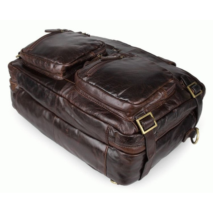 Мужская кожаная сумка-рюкзак 3в1 Buffalo Bags коричневая 7026Q-1 – Фото 3
