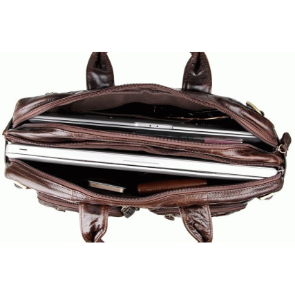 Мужская кожаная сумка-рюкзак 3в1 Buffalo Bags коричневая 7026Q-1 – Фото 4