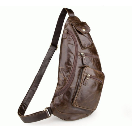 Кожаный рюкзак через плечо 7236C Buffalo Bags коричневый – Фото 2