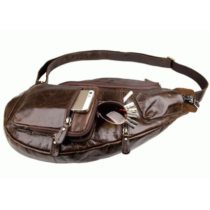 Кожаный рюкзак через плечо 7236C Buffalo Bags коричневый – Фото 3