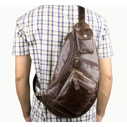 Кожаный рюкзак через плечо 7236C Buffalo Bags коричневый – Фото 6