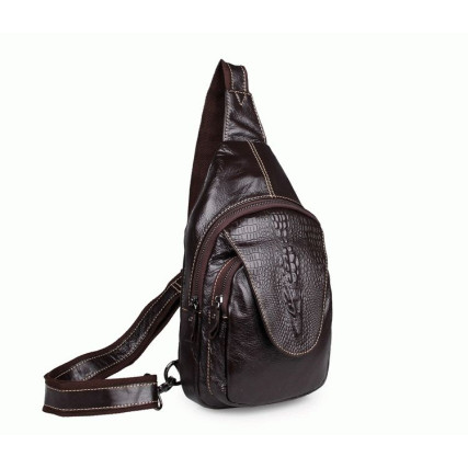 Кожаный рюкзак на одно плечо 7301Q Buffalo Bags коричневый – Фото 2