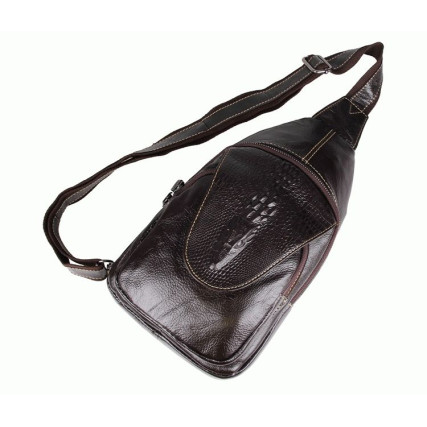 Кожаный рюкзак на одно плечо 7301Q Buffalo Bags коричневый – Фото 4