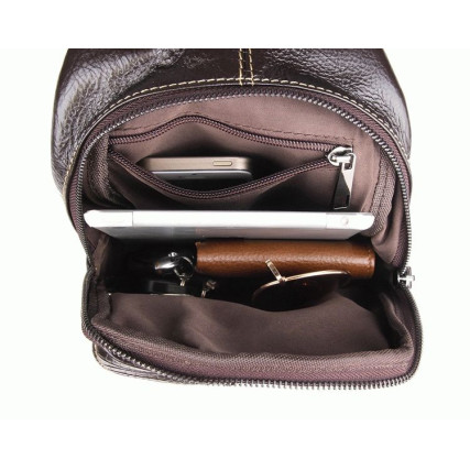 Кожаный рюкзак на одно плечо 7301Q Buffalo Bags коричневый – Фото 7