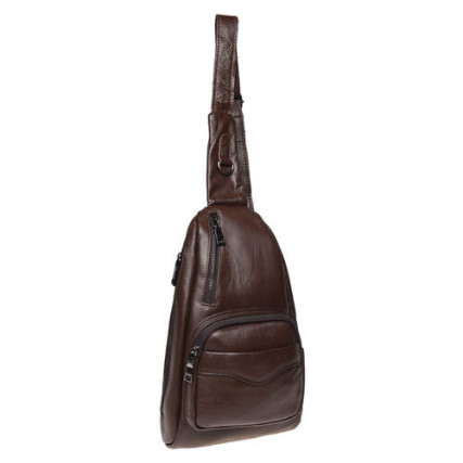 Мужской кожаный рюкзак через плечо Borsa Leather коричневый K1029-brown – Фото 1