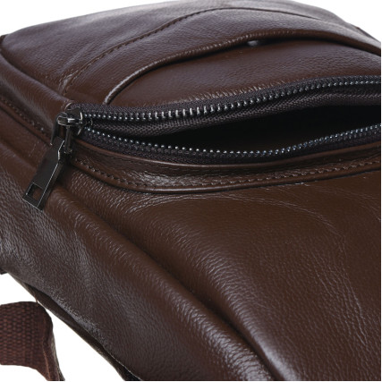 Мужской кожаный рюкзак через плечо Borsa Leather коричневый K1029-brown – Фото 4