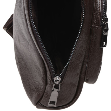 Мужской кожаный рюкзак через плечо Borsa Leather коричневый K1029-brown – Фото 5