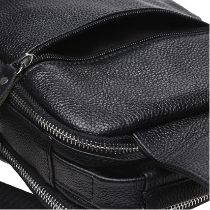 Мужской кожаный рюкзак через плечо Keizer черный K18693-black – Фото 4