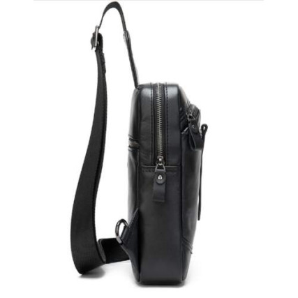 Мужской кожаный рюкзак через плечо Buffalo Bags черный M8037A – Фото 3