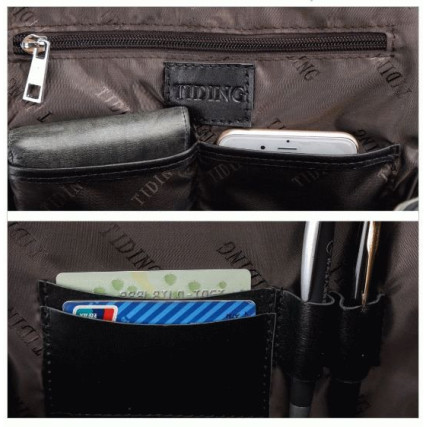 Кожаный рюкзак TIDING черный t3173 – Фото 5