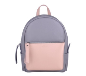 Кожаный серо-розовый рюкзак JIZUZ SPORT DOUBLE NEW (GREY/NUDE)