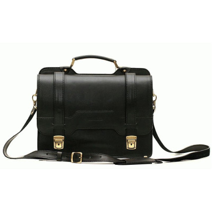 Деловой кожаный черный портфель SPS-3Black – Фото 1