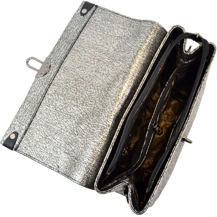Кожаная женская сумка Desisan 4016-669 серебристая – Фото 4