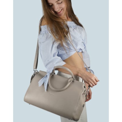 Кожаная деловая сумка Giorgio Ferretti (Италия) серая GF2018153Bgrey – Фото 7