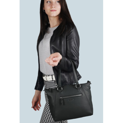 Кожаная женская сумка Giorgio Ferretti (Италия) черная GF2018888Cblack – Фото 6