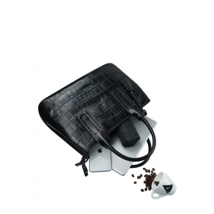 Кожаная женская сумка Giorgio Ferretti (Италия) черная GF2019103Ablack – Фото 6