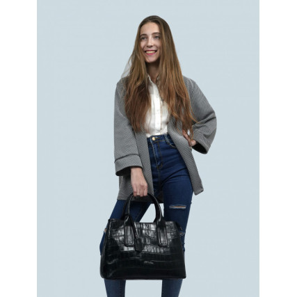 Кожаная женская сумка Giorgio Ferretti (Италия) черная GF2019103Ablack – Фото 7