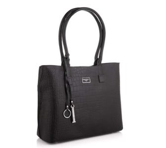 Кожаная деловая сумка Giorgio Ferretti (Италия) черная GF2019202Croco-black