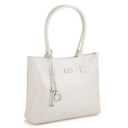 Кожаная деловая белая сумка Giorgio Ferretti (Италия) GF2019202Croco-white – Фото 1