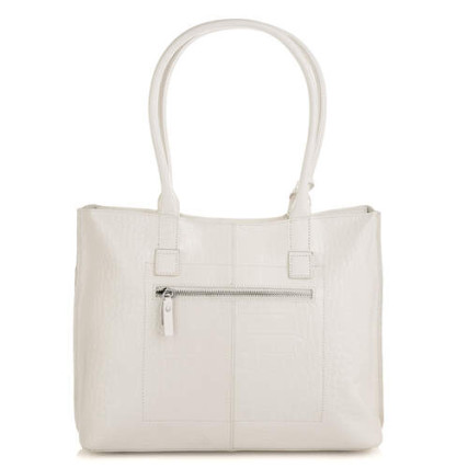 Кожаная деловая белая сумка Giorgio Ferretti (Италия) GF2019202Croco-white – Фото 3