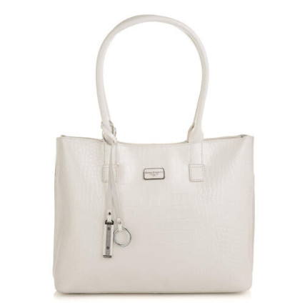 Кожаная деловая белая сумка Giorgio Ferretti (Италия) GF2019202Croco-white – Фото 4