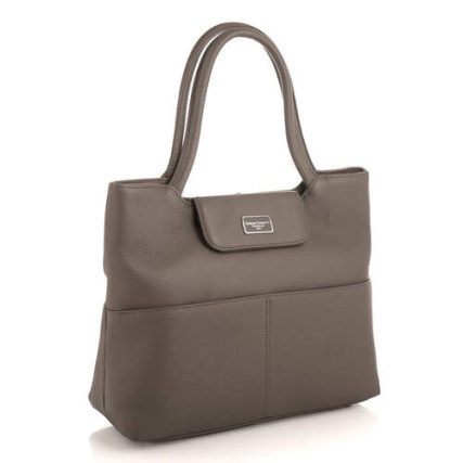 Кожаная деловая сумка Giorgio Ferretti (Италия) серая GF2019967Bgrey – Фото 1