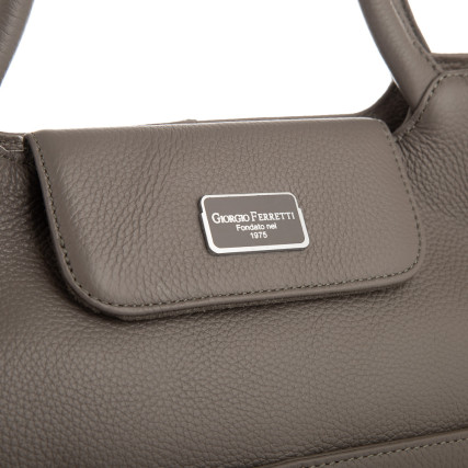 Кожаная деловая сумка Giorgio Ferretti (Италия) серая GF2019967Bgrey – Фото 5
