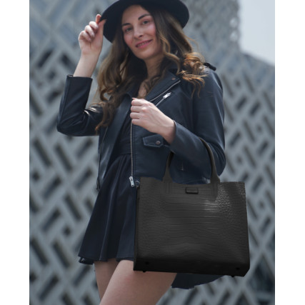 Кожаная деловая сумка Giorgio Ferretti (Италия) черная GF2019983black – Фото 7