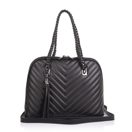 Кожаная женская сумка Virginia Conti (Италия) черная VC2537black – Фото 3