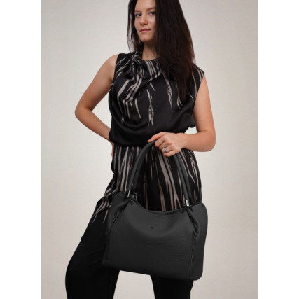 Кожаная сумка Giorgio Ferretti (Италия) черная GF2019160Ablack – Фото 2