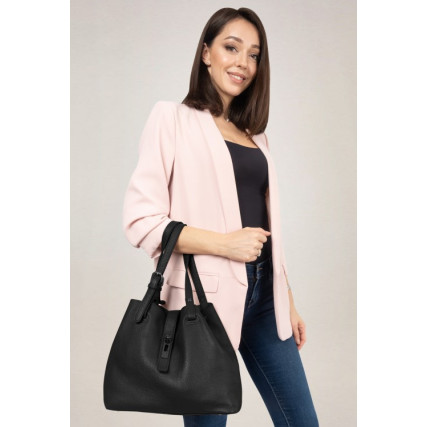 Кожаная сумка Giorgio Ferretti (Италия) черная GF2020748Ablack – Фото 2