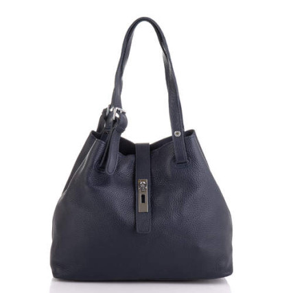 Кожаная сумка Giorgio Ferretti (Италия) темно-синяя GF2020748Adblue – Фото 3