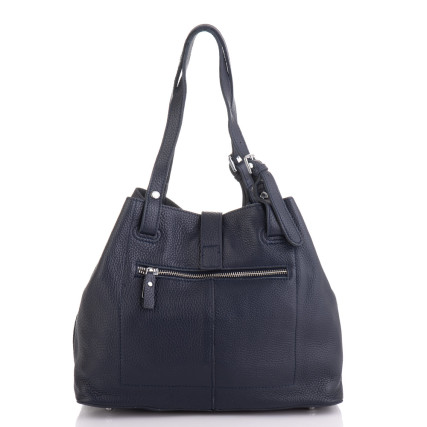 Кожаная сумка Giorgio Ferretti (Италия) темно-синяя GF2020748Adblue – Фото 4
