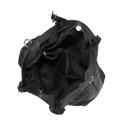 Кожаная женская сумка Virginia Conti (Италия) черная VC1715black – Фото 4