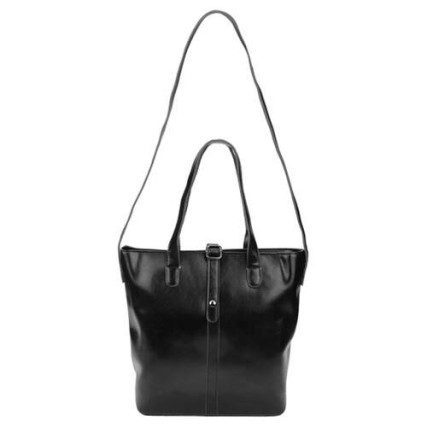 Кожаная женская сумка Borsa Leather черная 10t8853-black – Фото 2