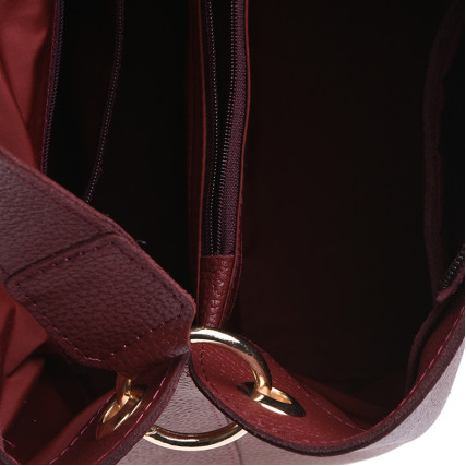 Кожаная женская сумка Ricco Grande бордовая 1L916-burgundy – Фото 5