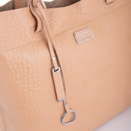 Кожаный женский шоппер Giorgio Ferretti (Италия) бежевая GF2019201beige – Фото 4