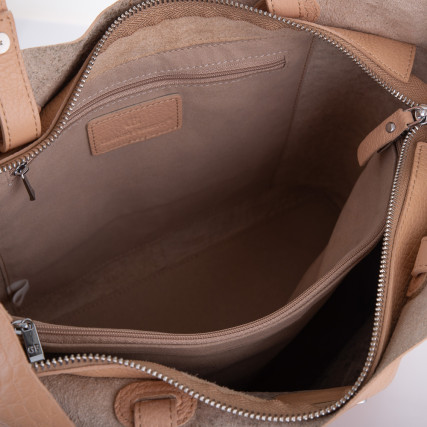 Кожаный женский шоппер Giorgio Ferretti (Италия) бежевая GF2019201beige – Фото 5