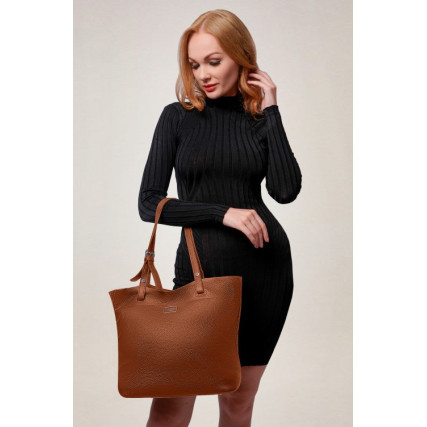 Кожаный женский шоппер Giorgio Ferretti (Италия) коричневый GF2019201Blbrown – Фото 2
