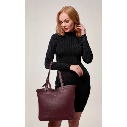 Кожаный женский шоппер Giorgio Ferretti (Италия) бордовый GF2019201Bpurple – Фото 2