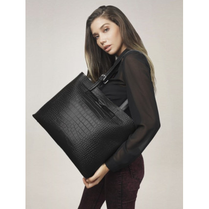 Кожаный женский шоппер Giorgio Ferretti (Италия) черный GF2019705Bblack – Фото 2