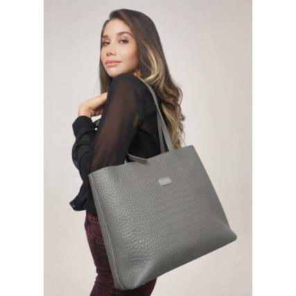 Кожаный женский шоппер Giorgio Ferretti (Италия) серый GF2019705Cgrey – Фото 2