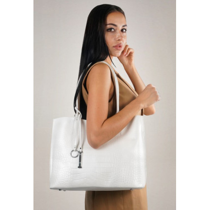 Кожаный женский белый шоппер Giorgio Ferretti (Италия) GF2019981Awhite – Фото 2