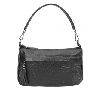 Кожаная женская сумка Borsa Leather черная 10t840-black