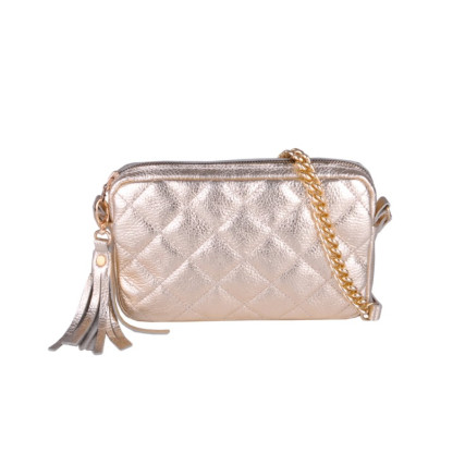 Женская кожаная сумка JIZUZ CLUTCH GOLD золотистая – Фото 1
